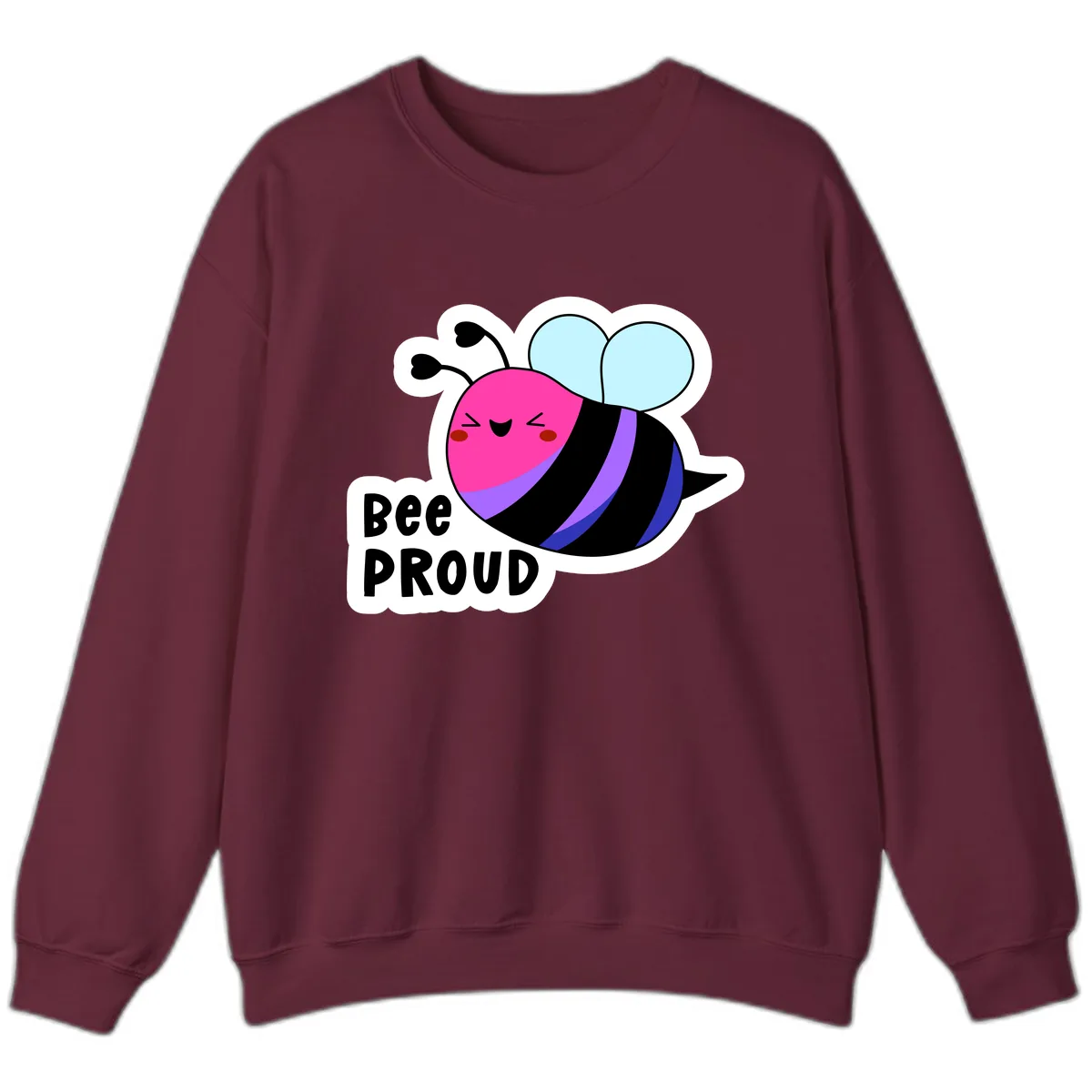 Bee Proud Rainbow Bee Sweatshirt in Maroon