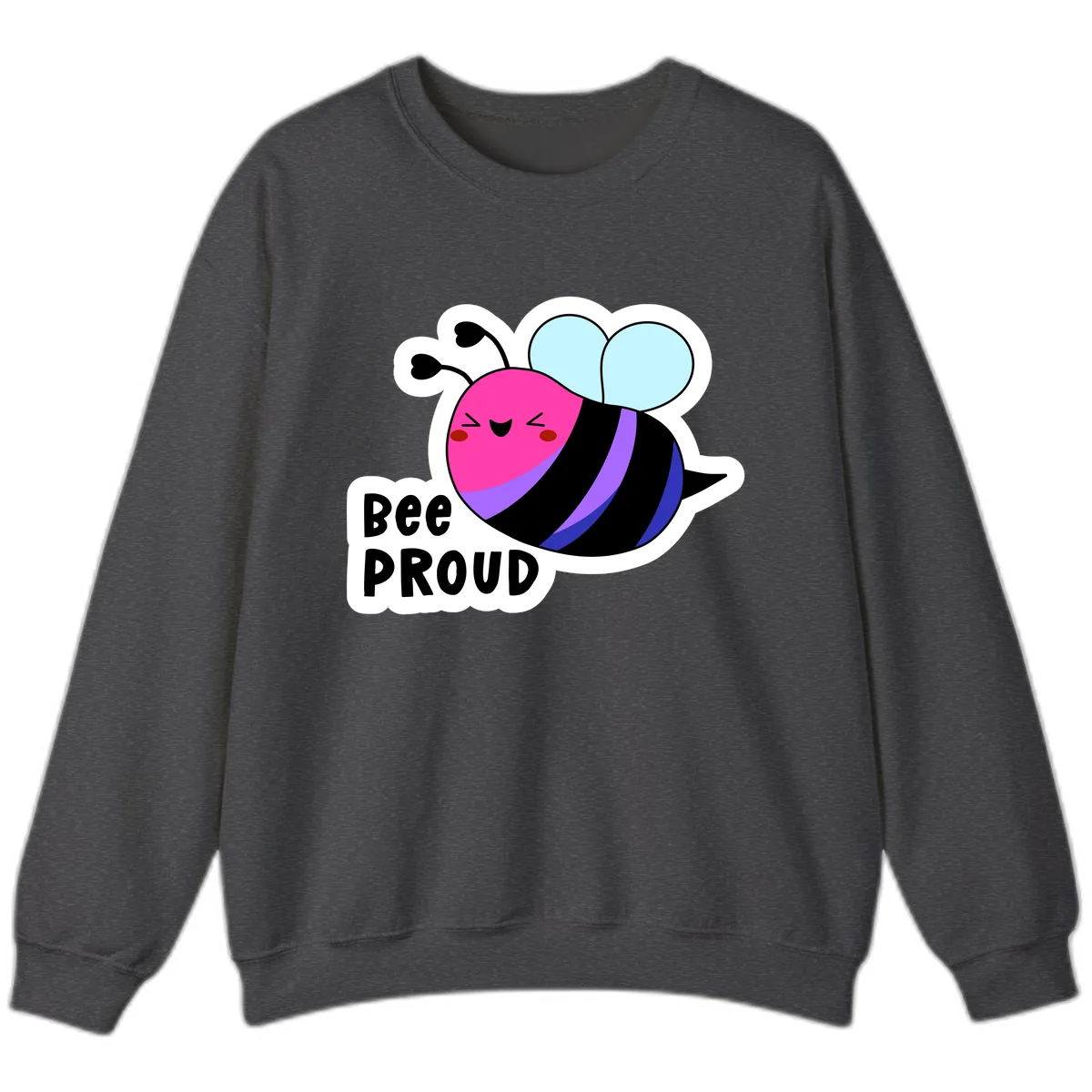 Bee Proud Rainbow Bee Sweatshirt in Dark Heather