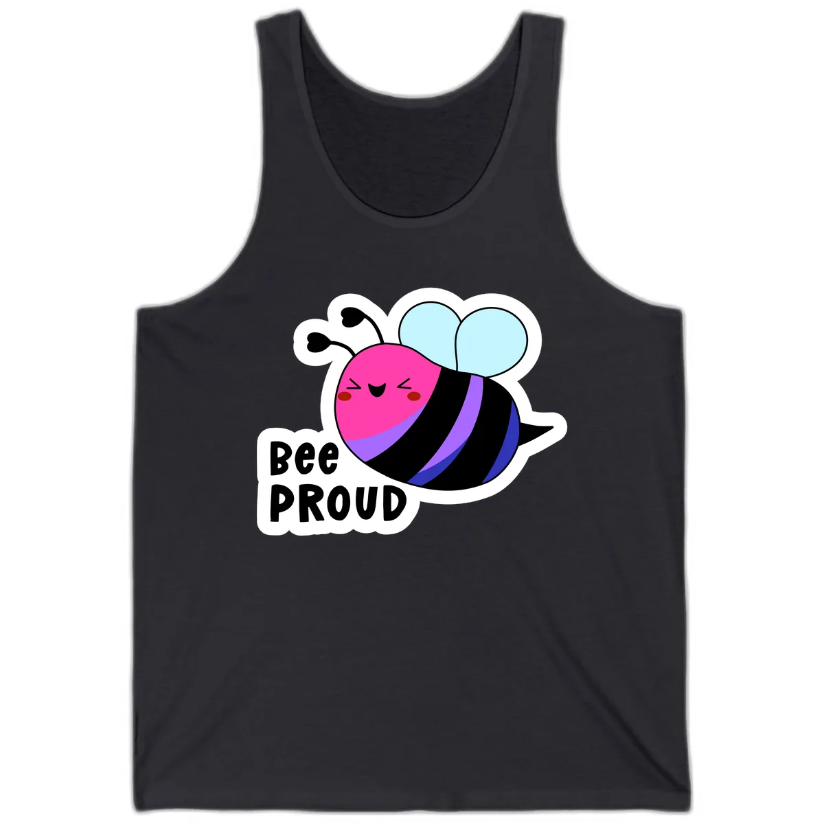 Bee Proud Rainbow Bee Tank in Dark Grey
