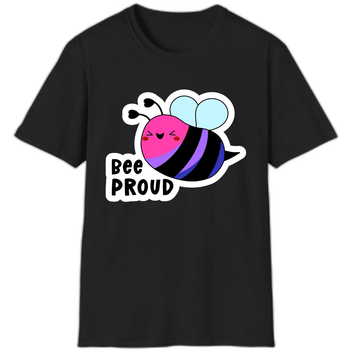 Bee Proud Rainbow Bee T-Shirt in Black