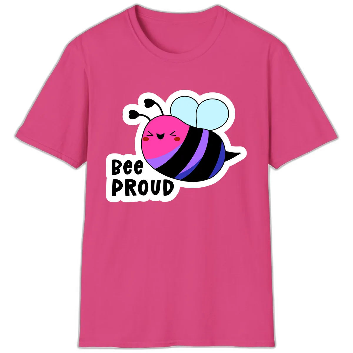 Bee Proud Rainbow Bee T-Shirt in Heliconia