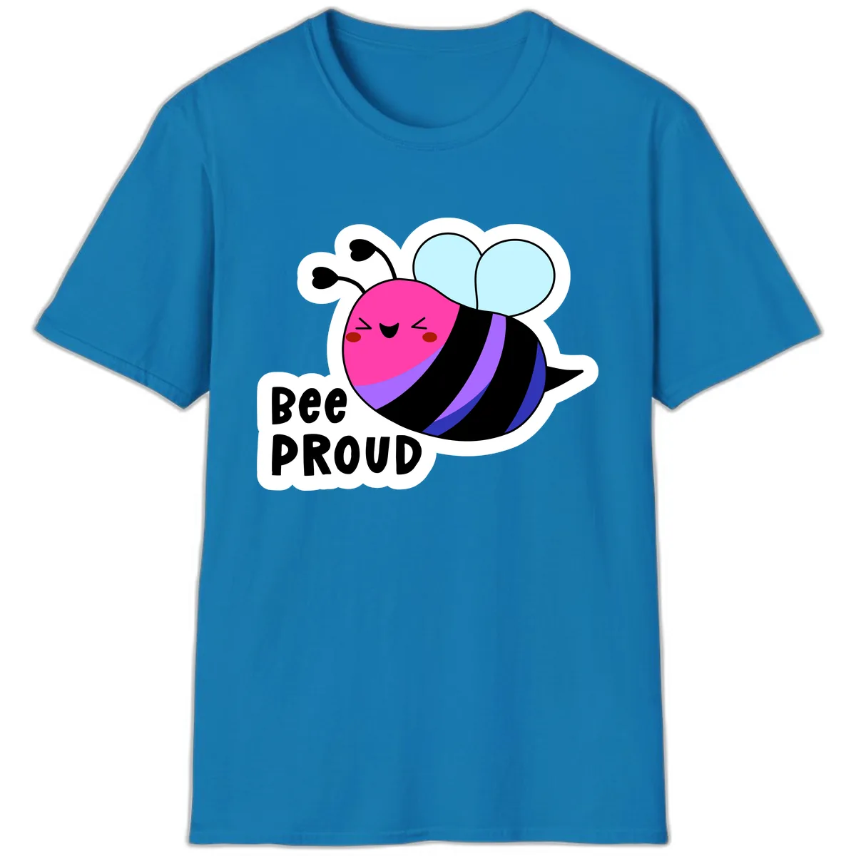 Bee Proud Rainbow Bee T-Shirt in Sapphire
