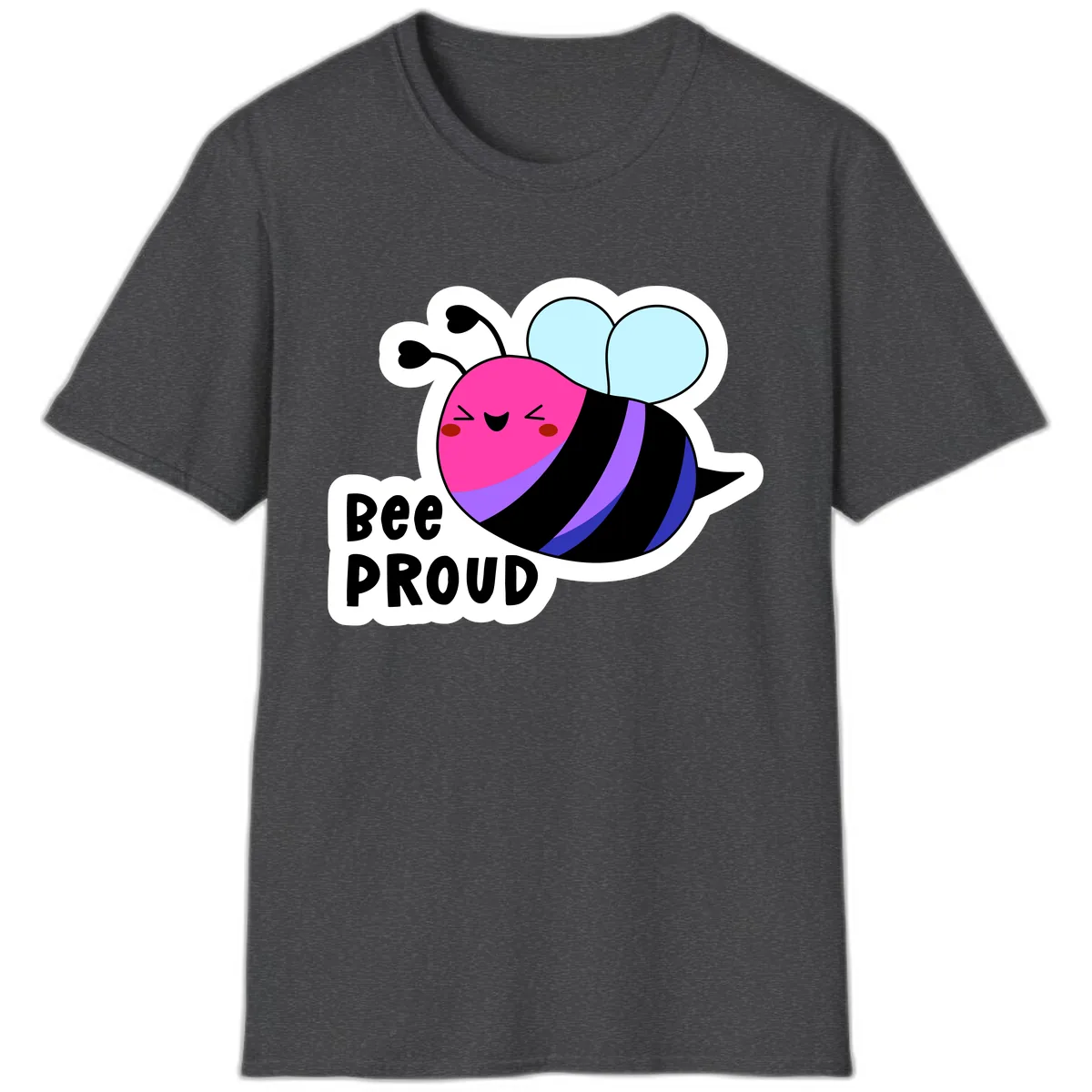 Bee Proud Rainbow Bee T-Shirt in Dark Heather