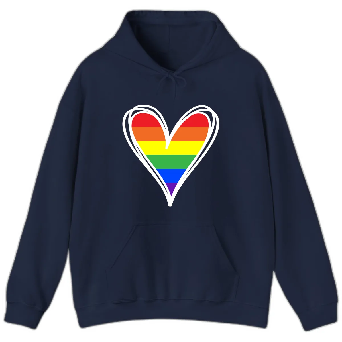 Rainbow Heart Pride Hoodie in Navy