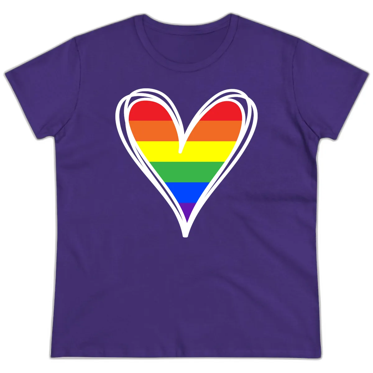 Rainbow Heart Pride Ladies Tee in Purple