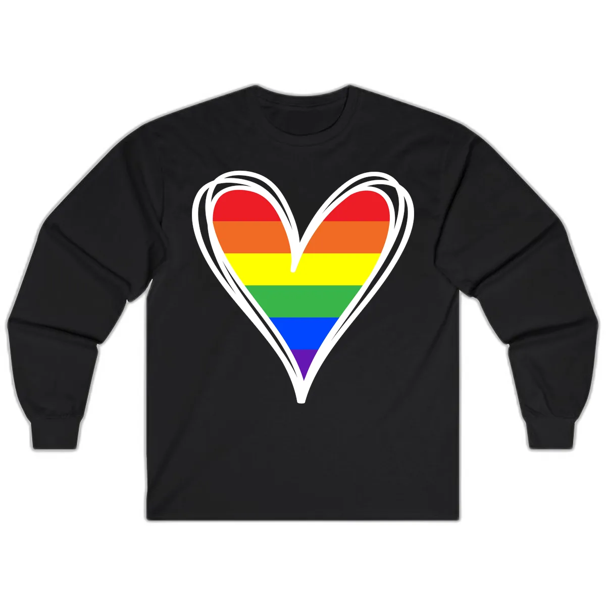 Rainbow Heart Pride Long Sleeve in Black
