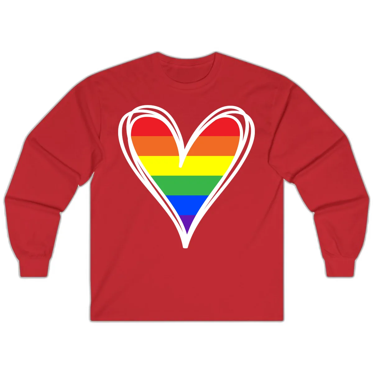 Rainbow Heart Pride Long Sleeve in Red