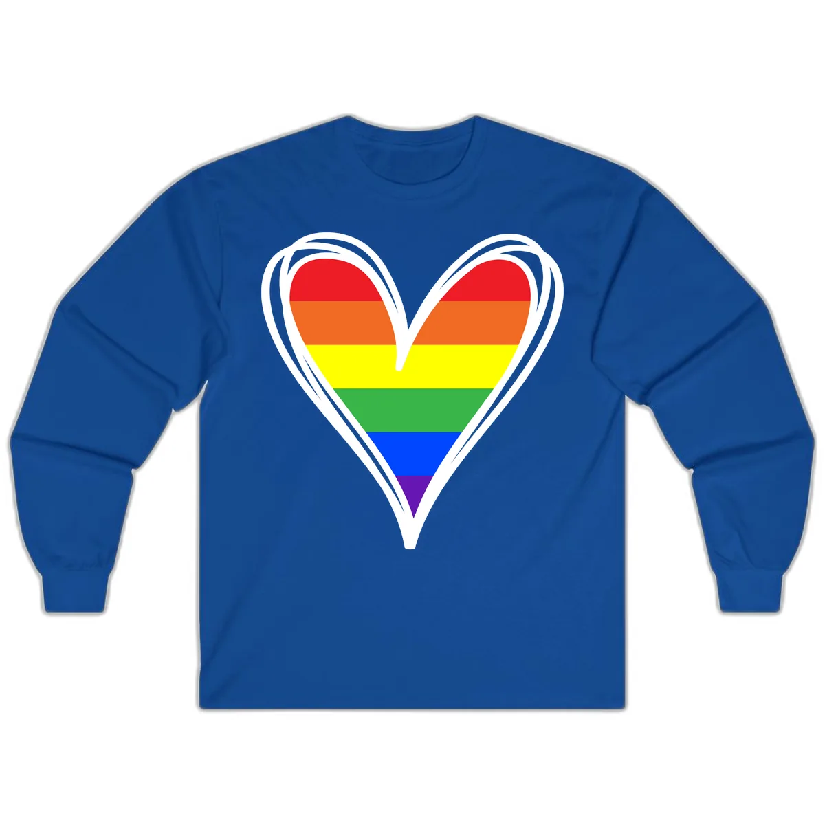 Rainbow Heart Pride Long Sleeve in Royal