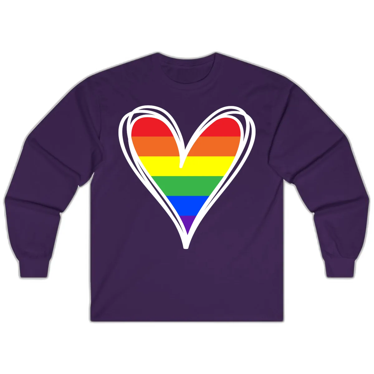 Rainbow Heart Pride Long Sleeve in Purple