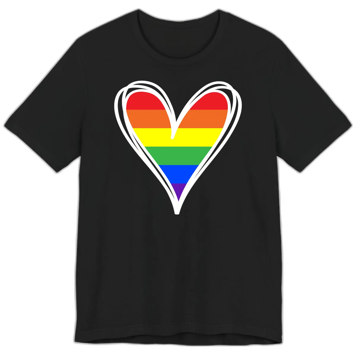 Rainbow Heart Pride Premium T-Shirt in Black