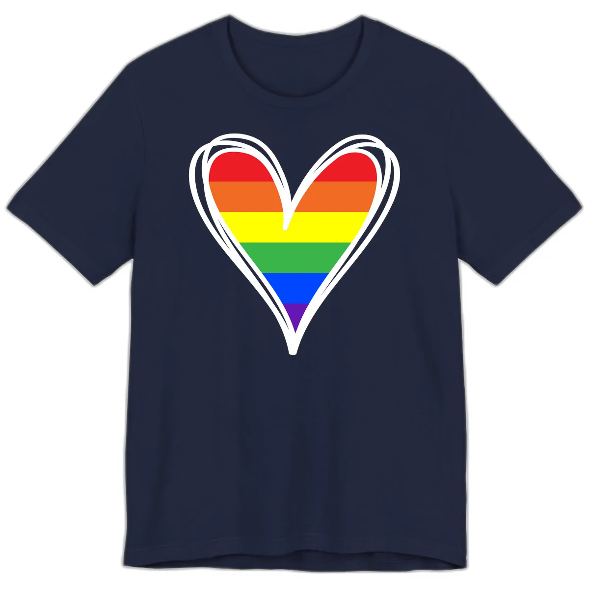 Rainbow Heart Pride Premium T-Shirt in Navy