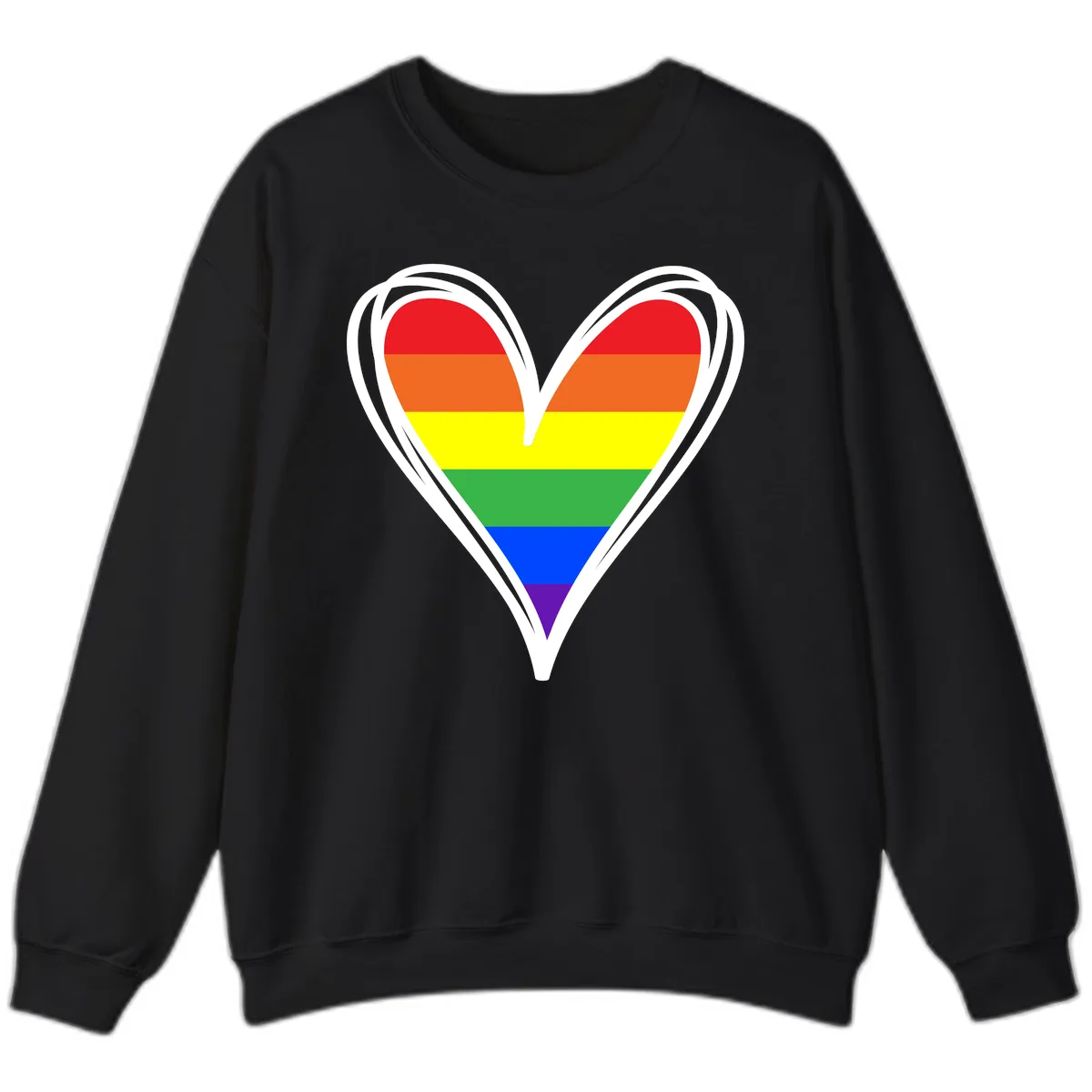 Rainbow Heart Pride Sweatshirt in Black