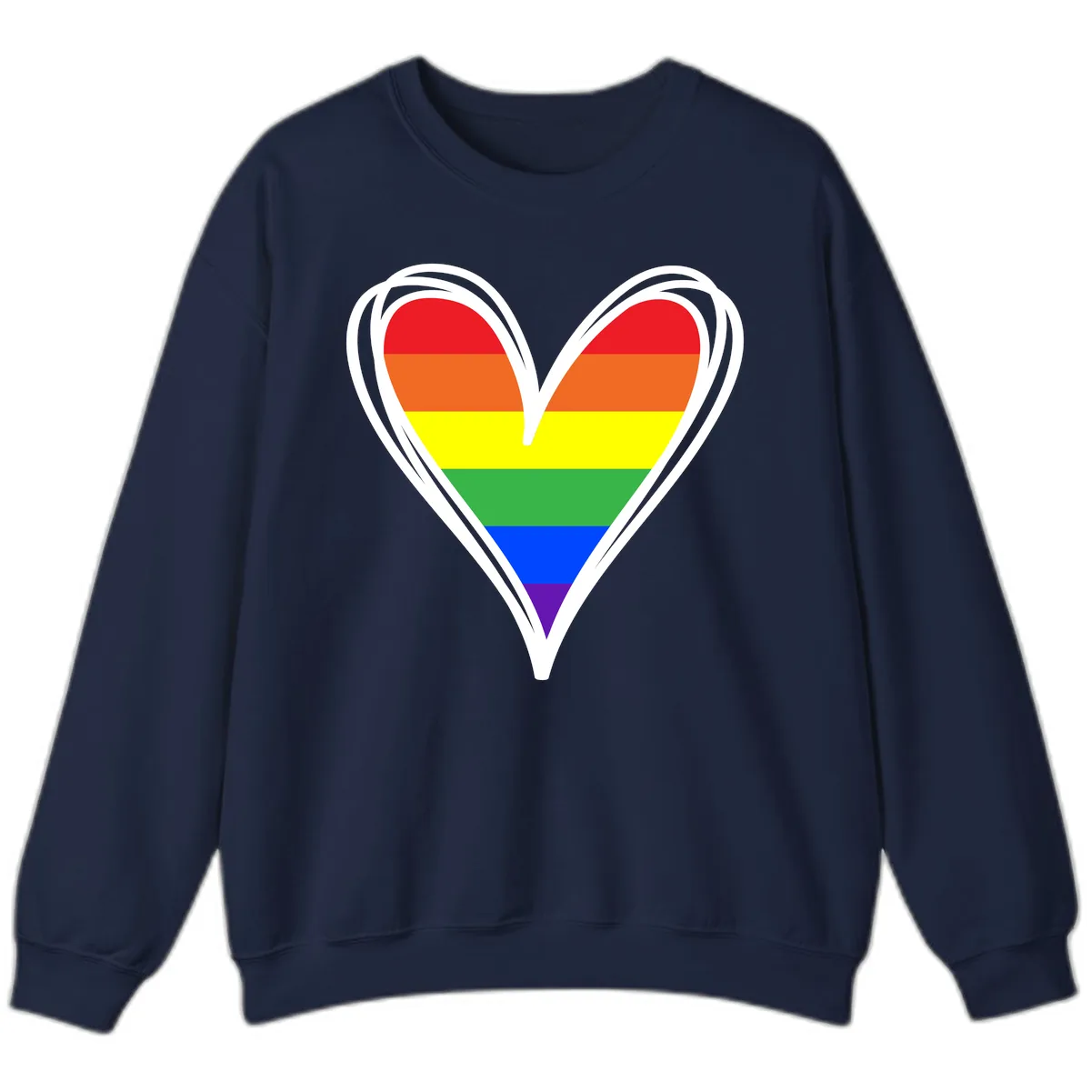 Rainbow Heart Pride Sweatshirt in Navy