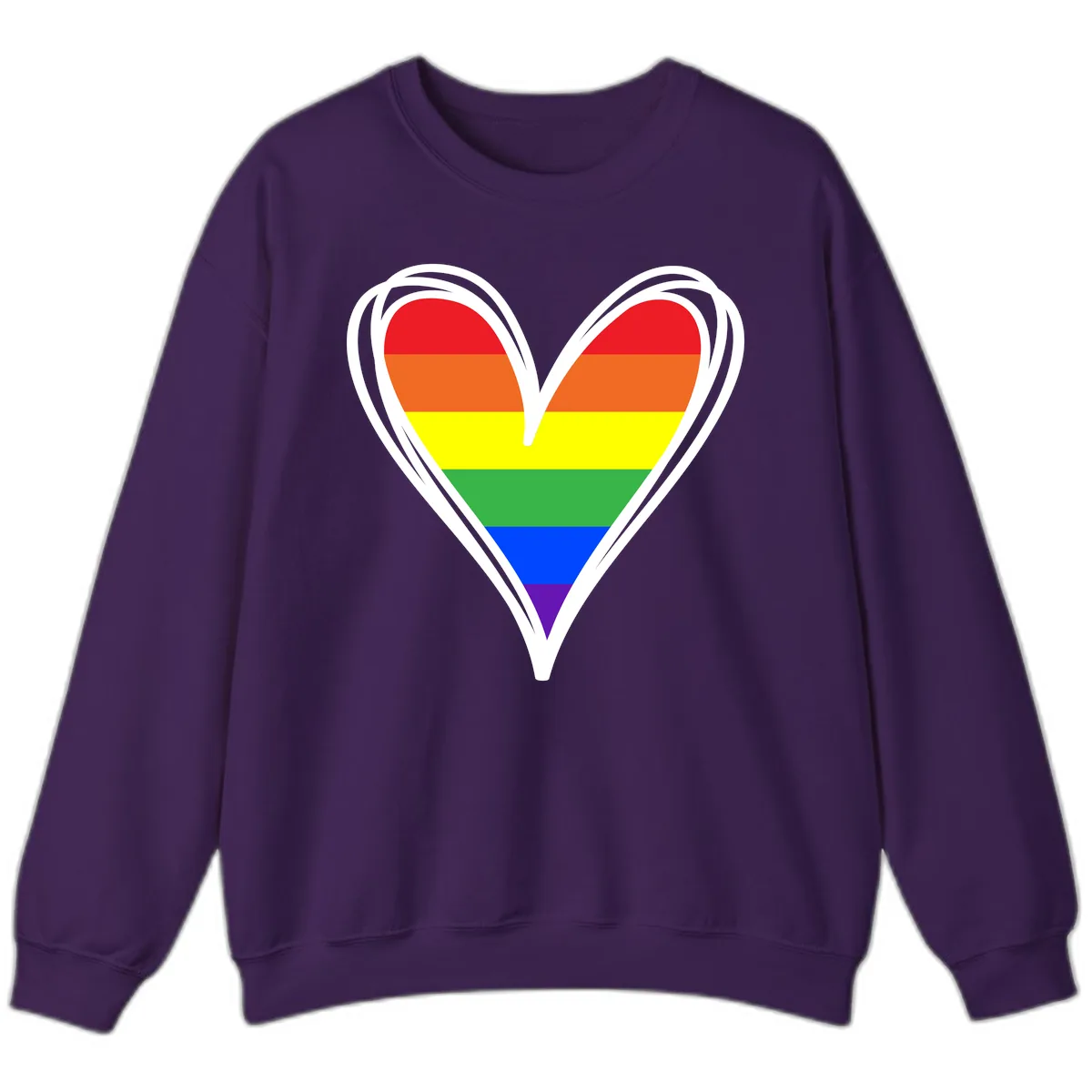 Rainbow Heart Pride Sweatshirt in Purple