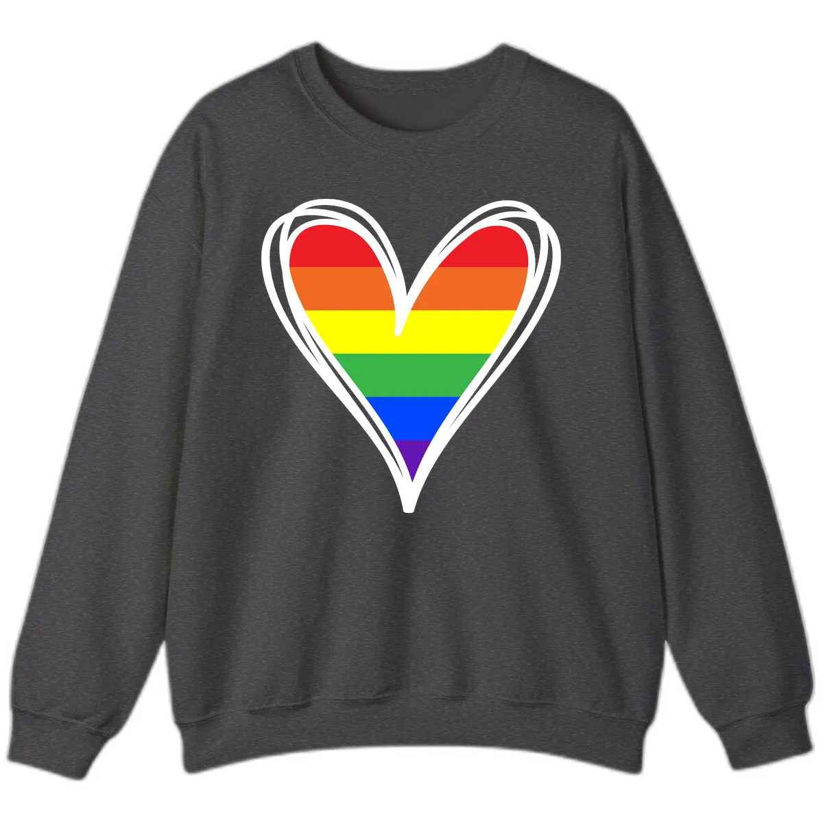 Rainbow Heart Pride Sweatshirt in Dark Heather