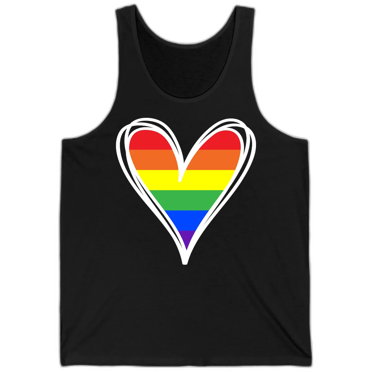 Rainbow Heart Pride Tank in Black