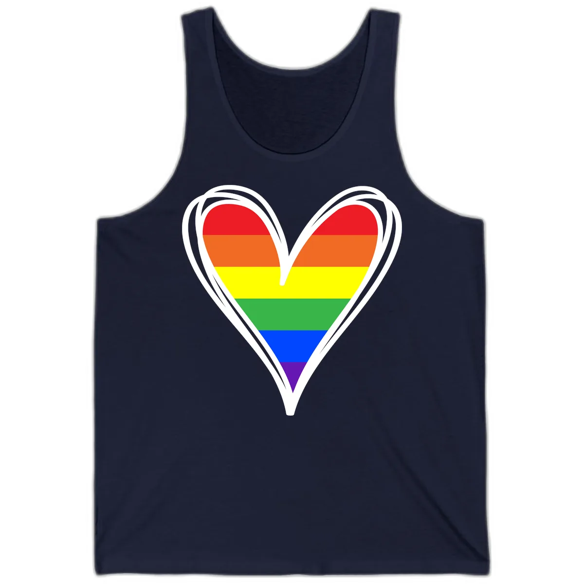 Rainbow Heart Pride Tank in Navy