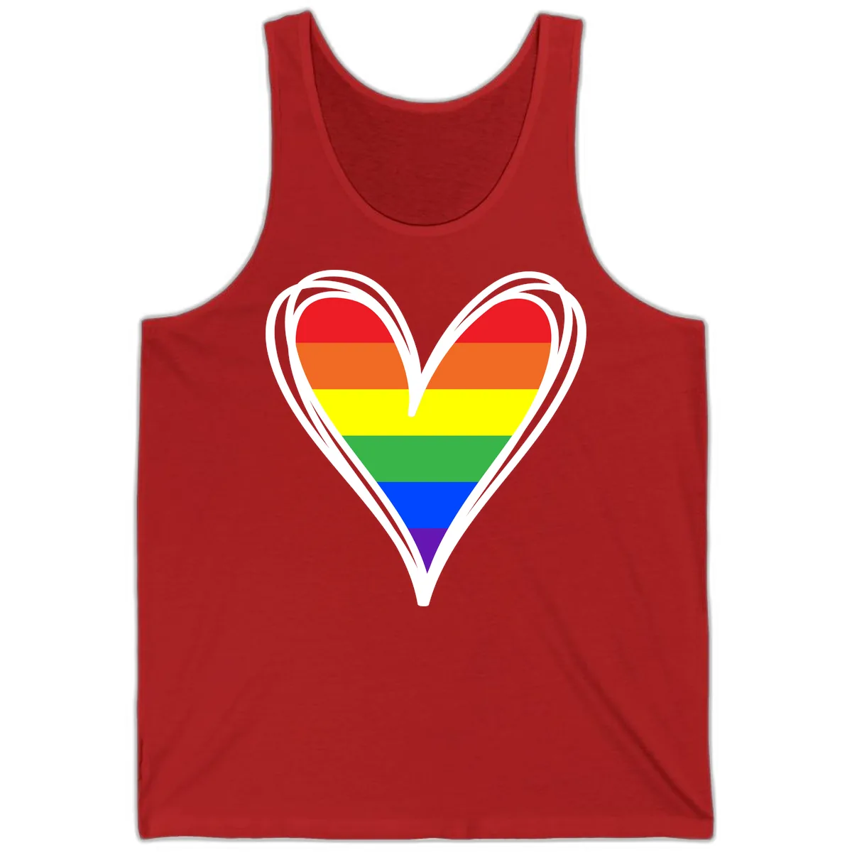 Rainbow Heart Pride Tank in Red