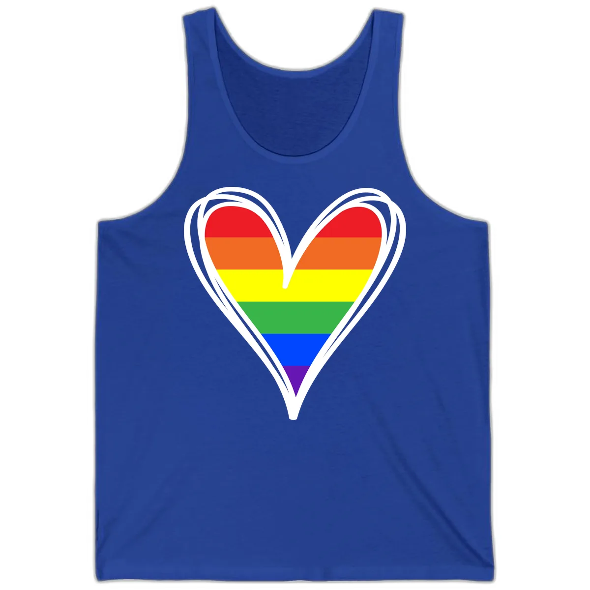 Rainbow Heart Pride Tank in True Royal