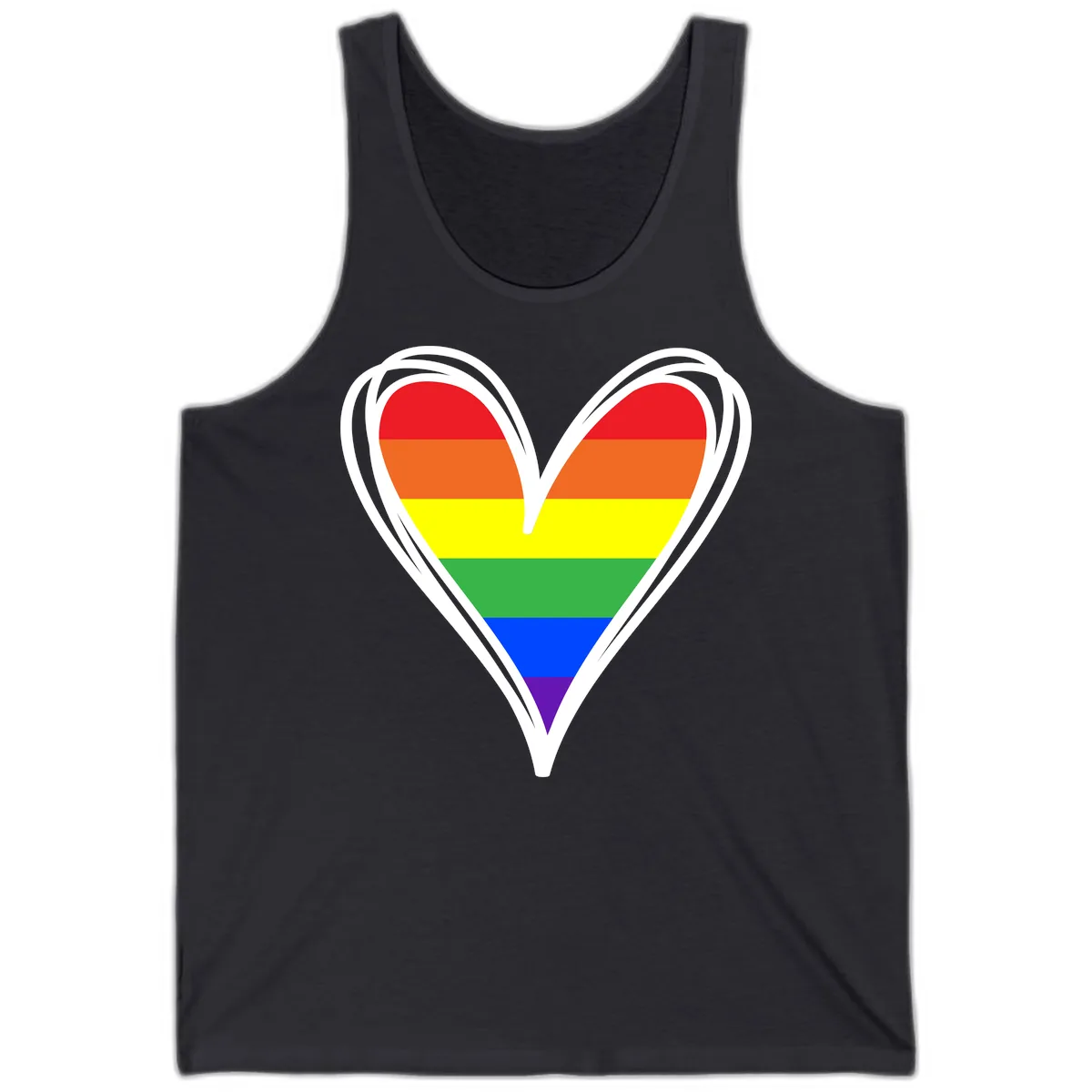 Rainbow Heart Pride Tank in Dark Grey