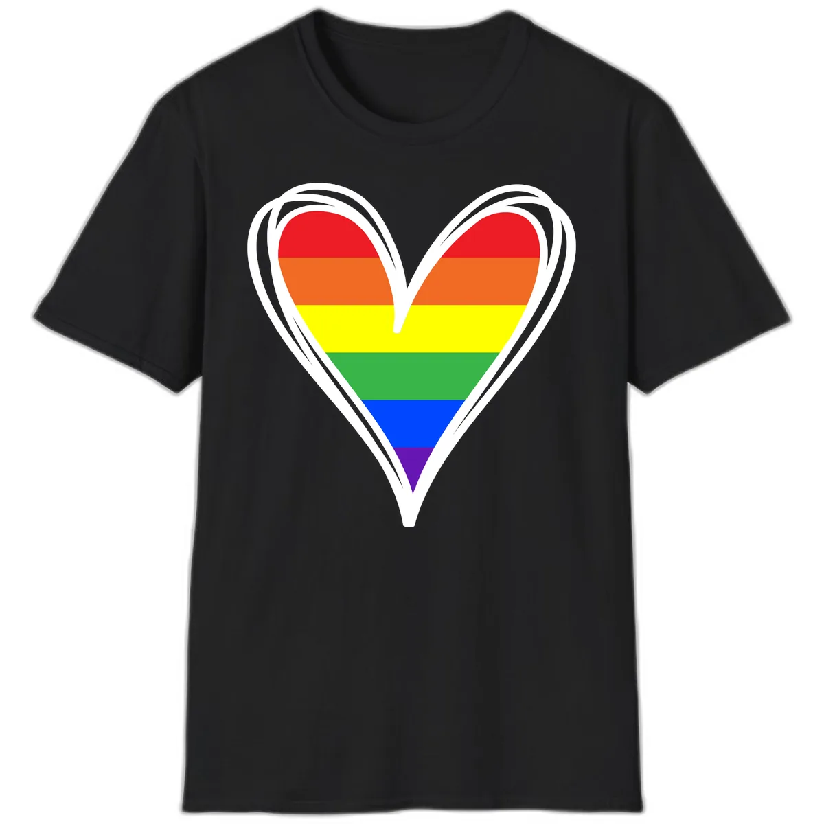 Rainbow Heart Pride T-Shirt in Black