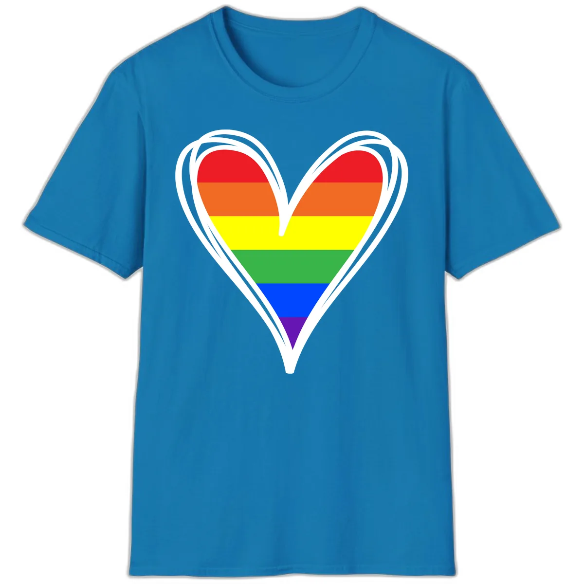 Rainbow Heart Pride T-Shirt in Sapphire