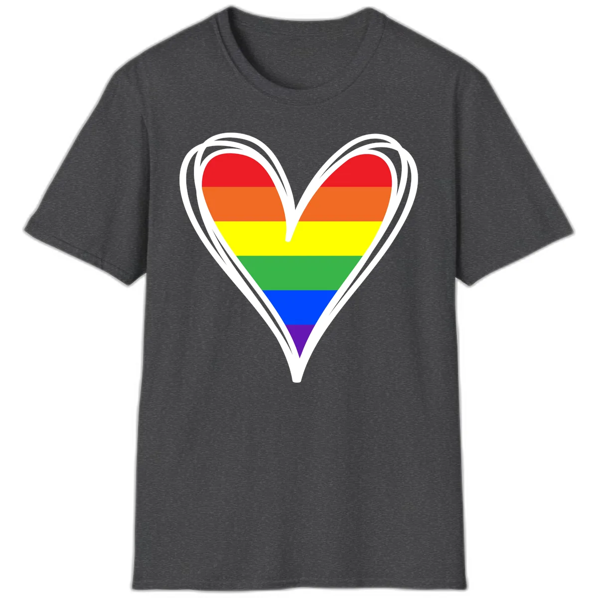 Rainbow Heart Pride T-Shirt in Dark Heather