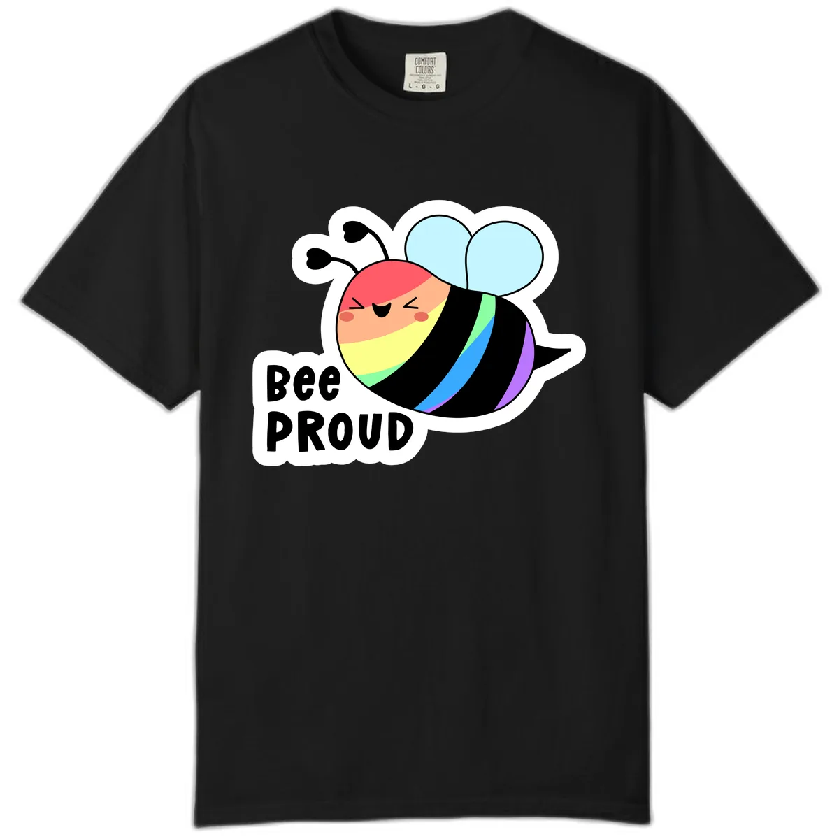 Bee Proud Rainbow Stripes Comfort Color in Black