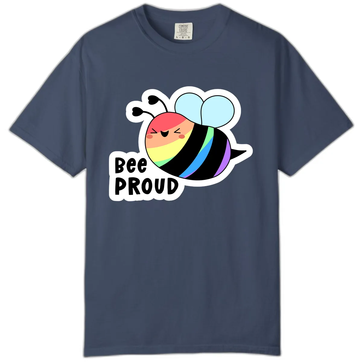 Bee Proud Rainbow Stripes Comfort Color in Midnight