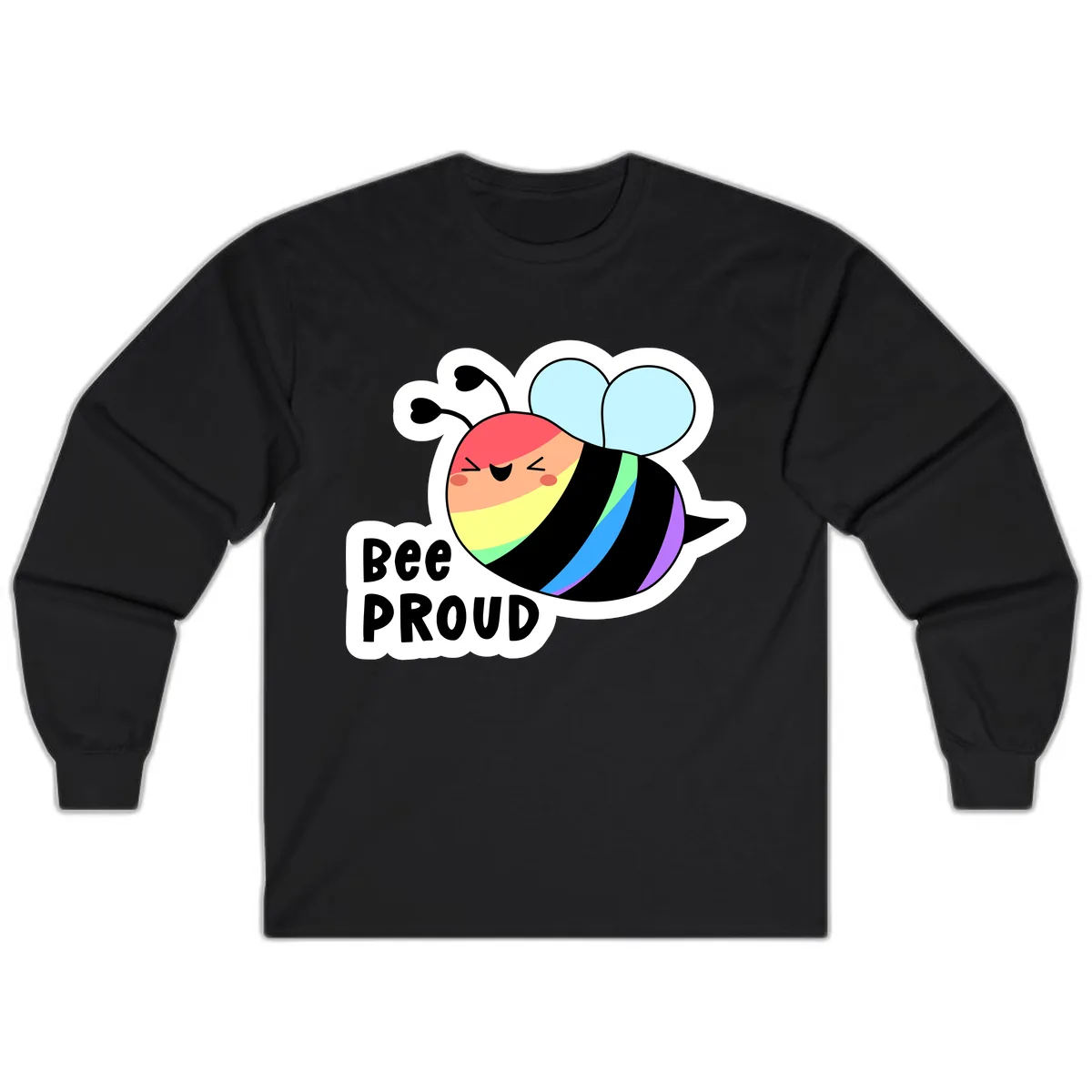 Bee Proud Rainbow Stripes Long Sleeve in Black