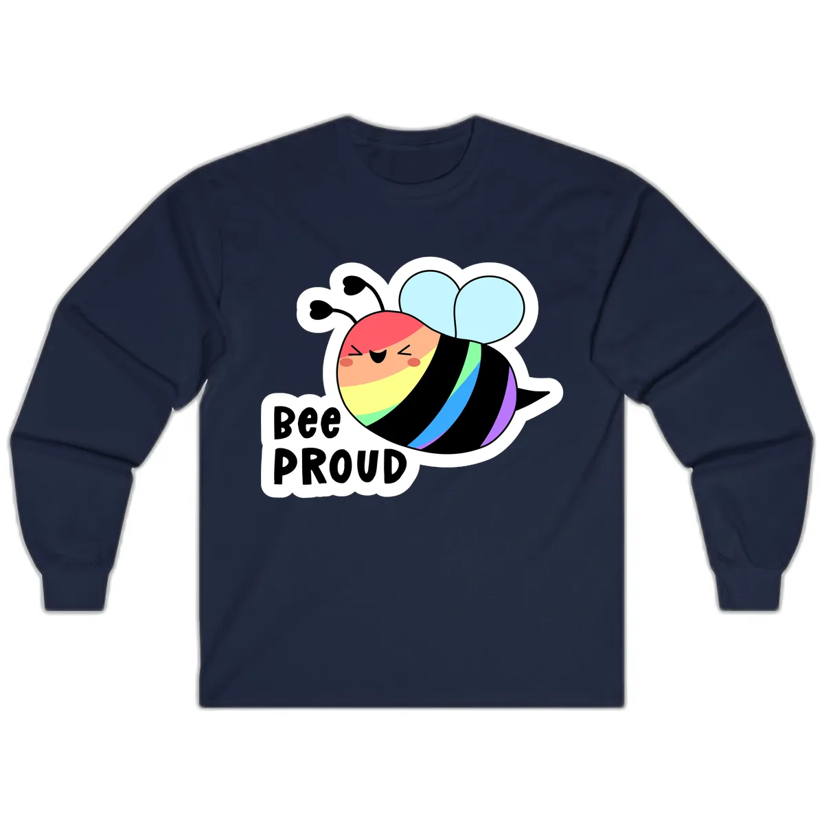 Bee Proud Rainbow Stripes Long Sleeve in Navy