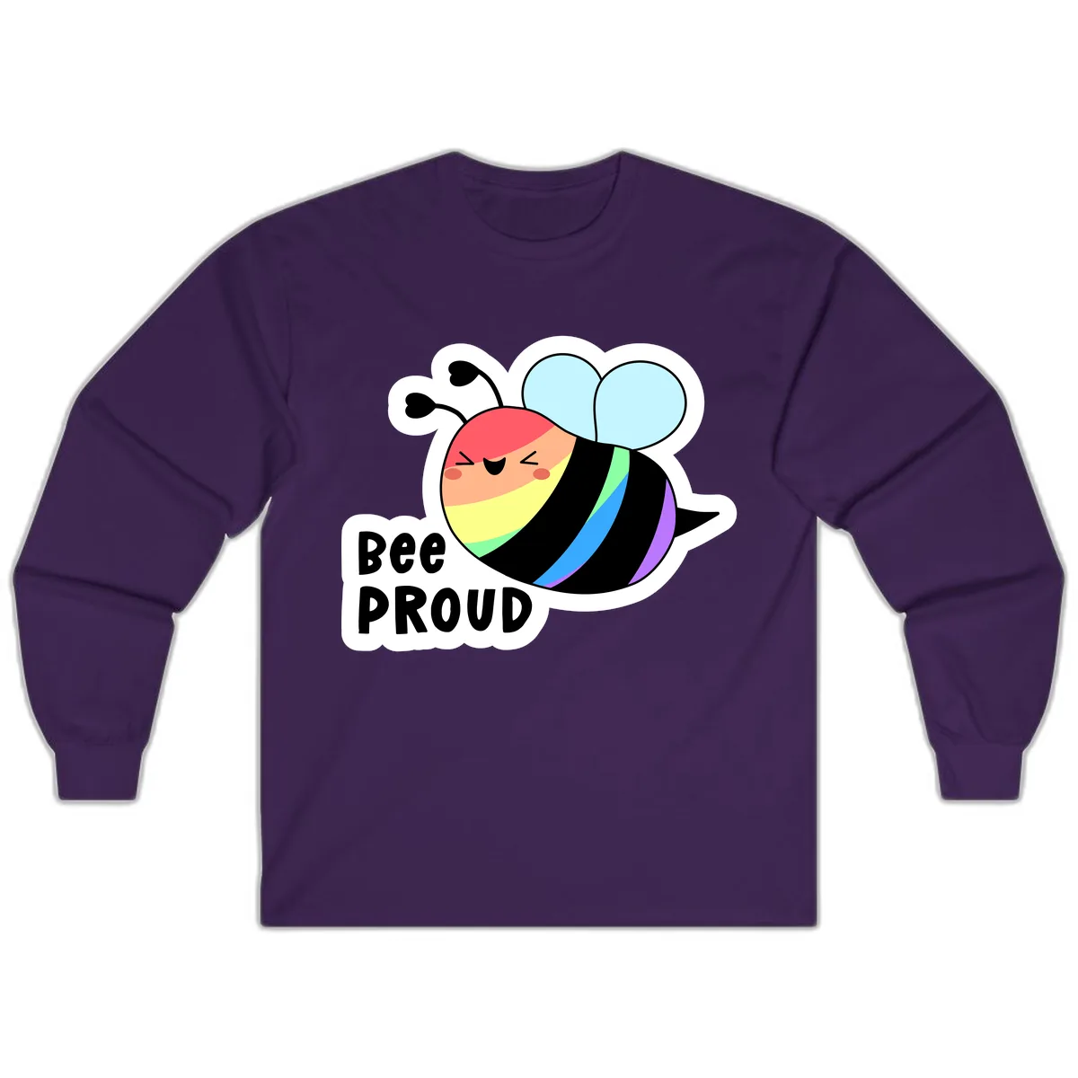 Bee Proud Rainbow Stripes Long Sleeve in Purple