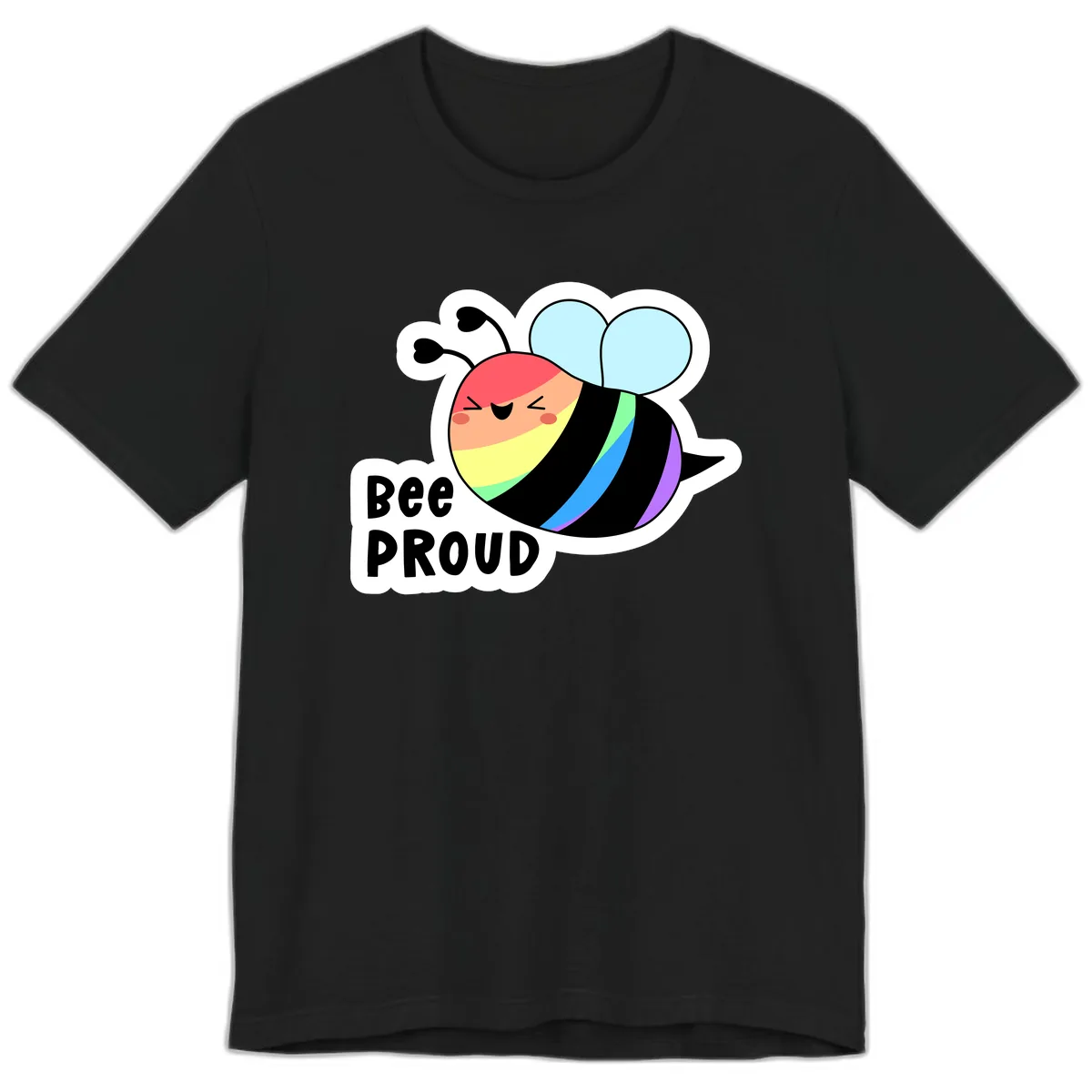 Bee Proud Rainbow Stripes Premium T-Shirt in Black