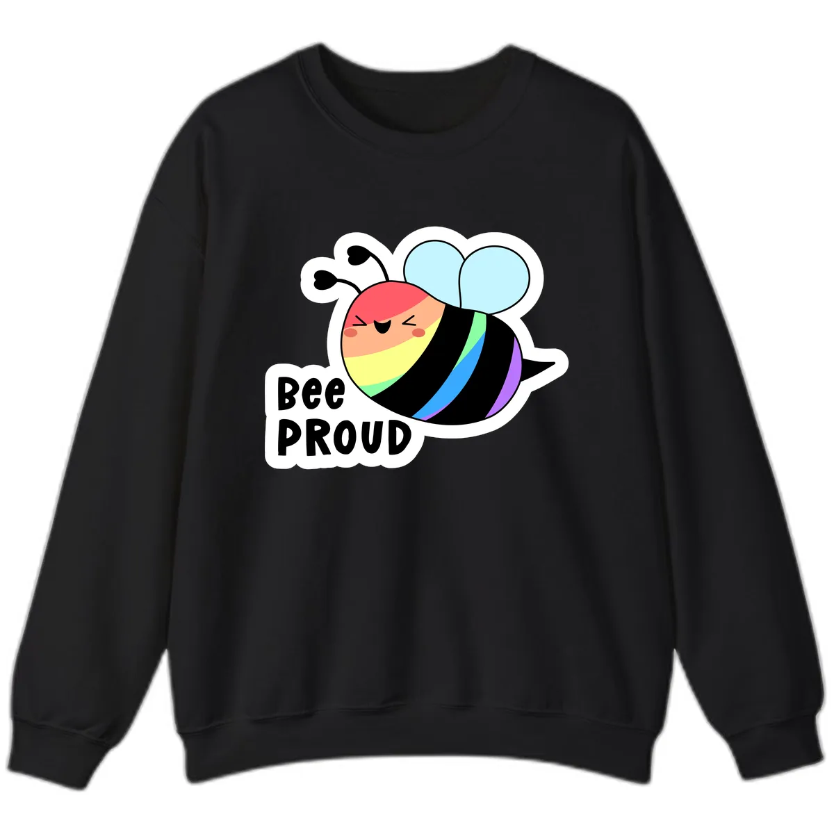 Bee Proud Rainbow Stripes Sweatshirt in Black