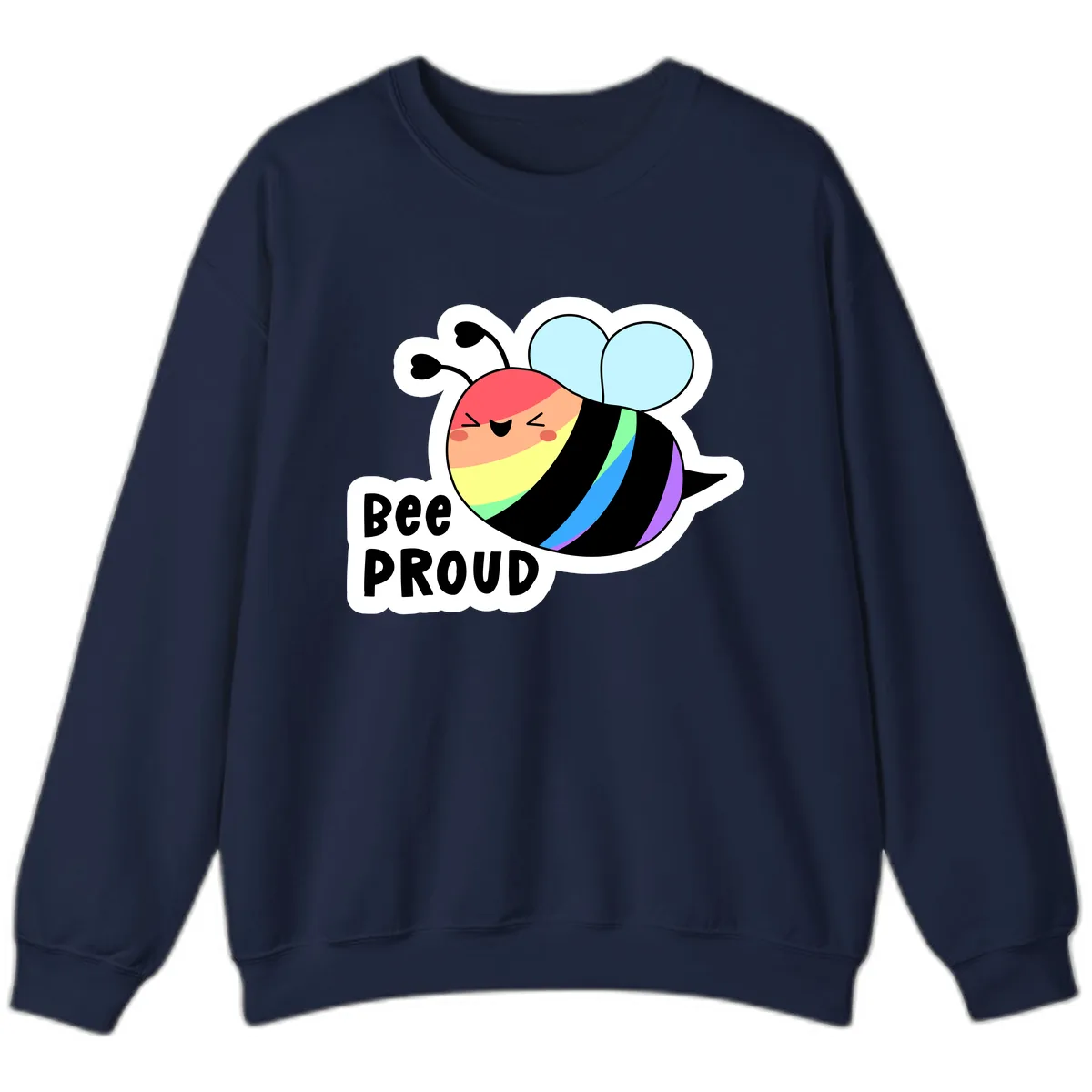 Bee Proud Rainbow Stripes Sweatshirt in Navy