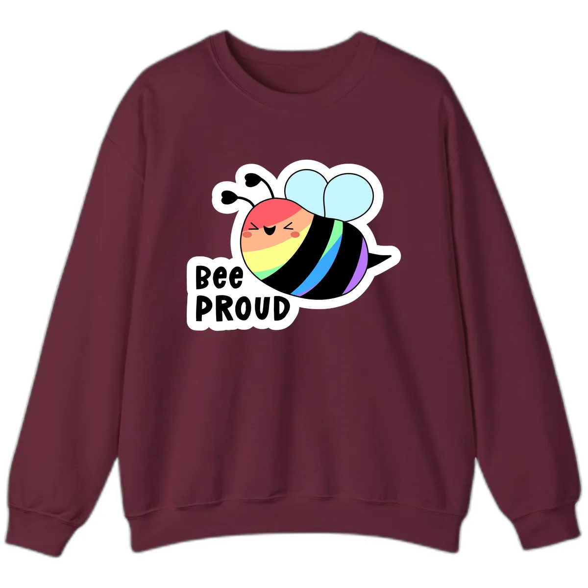 Bee Proud Rainbow Stripes Sweatshirt in Maroon
