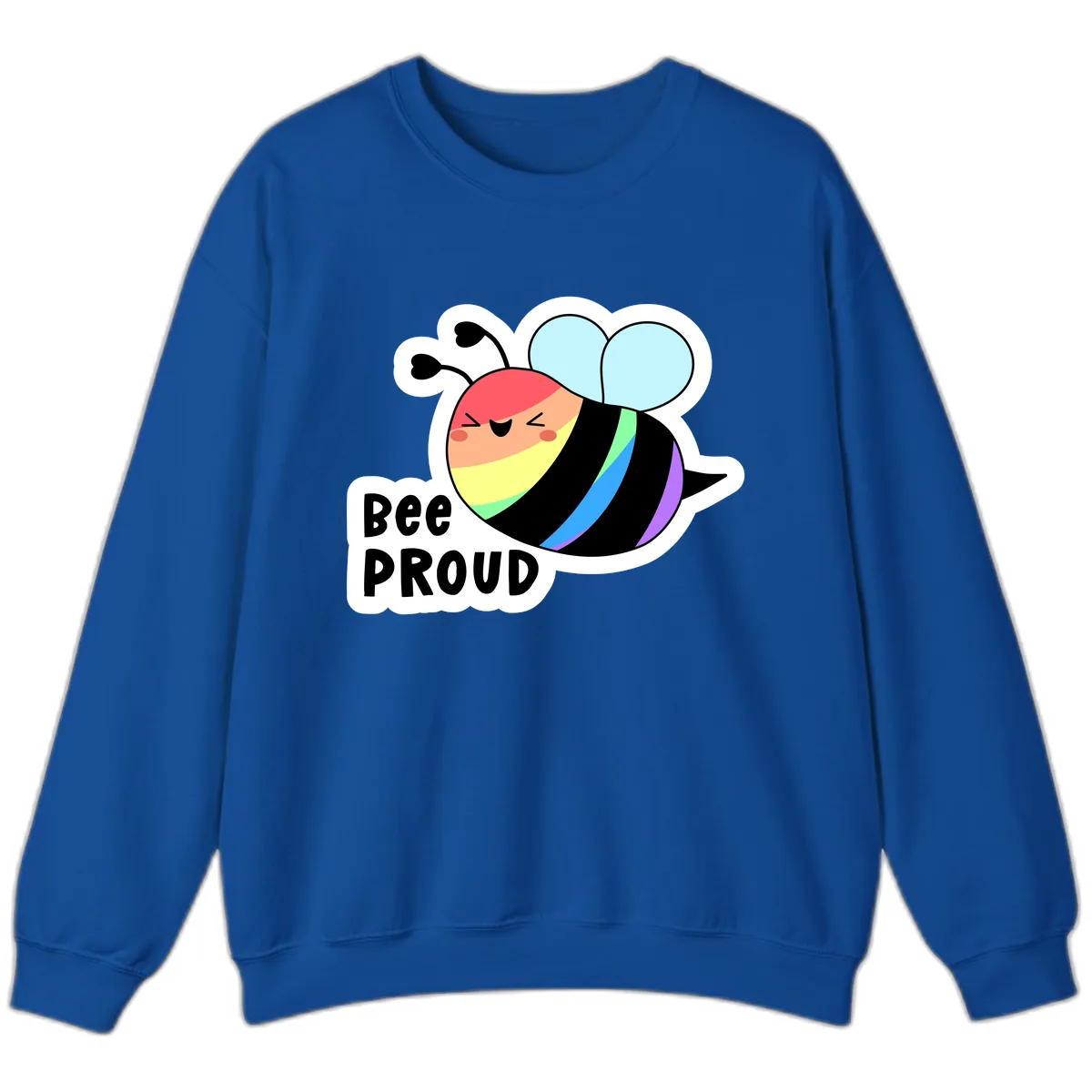 Bee Proud Rainbow Stripes Sweatshirt in Royal