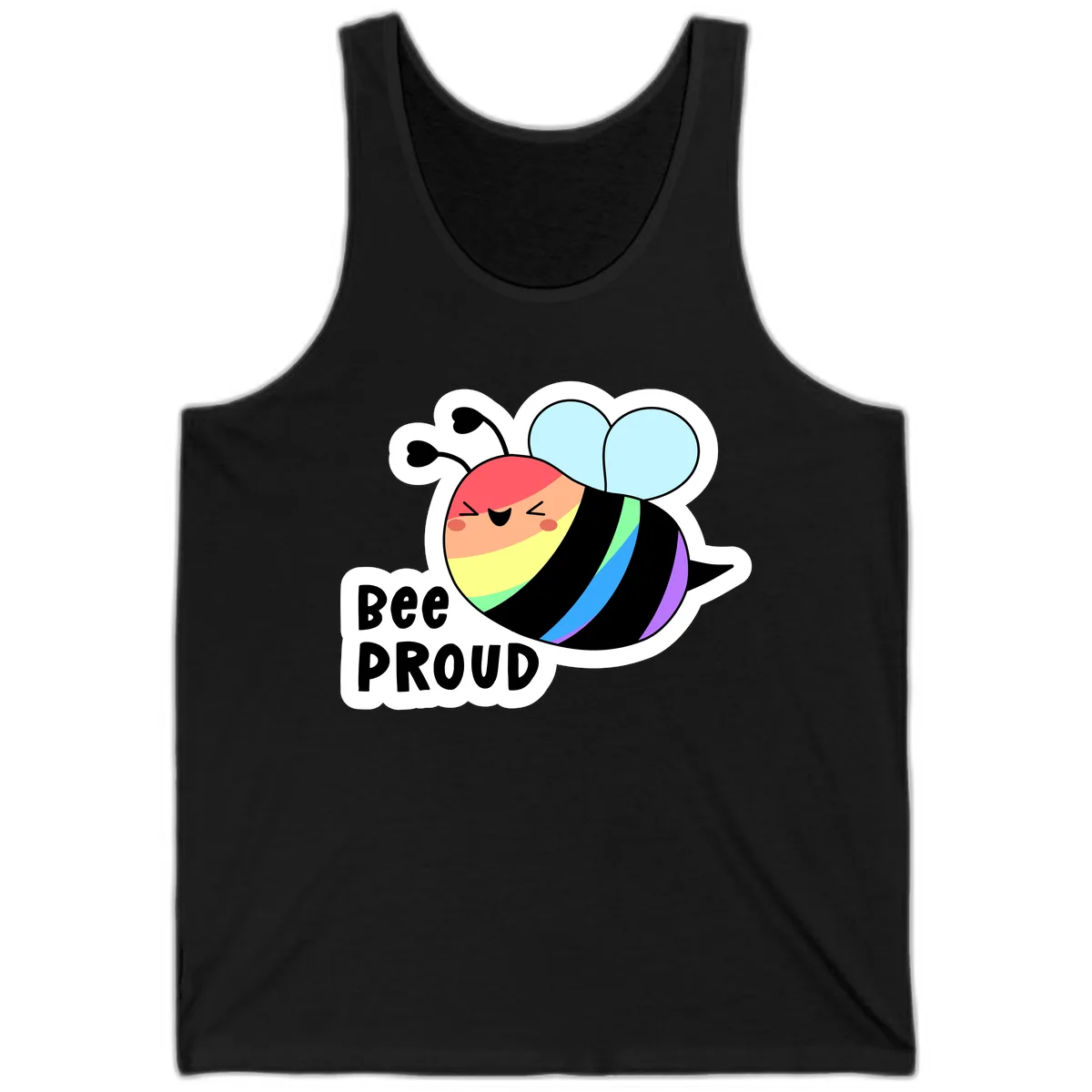 Bee Proud Rainbow Stripes Tank in Black
