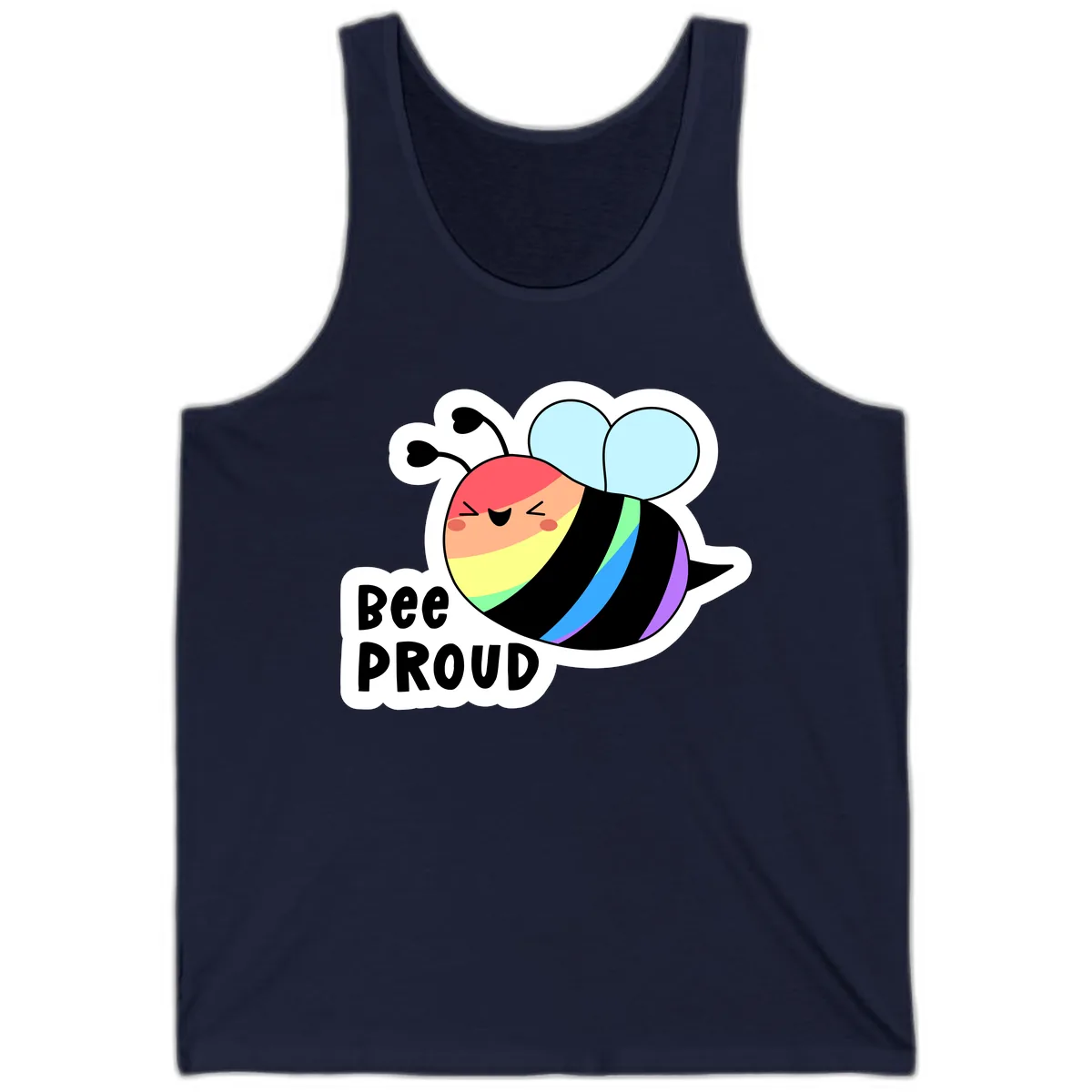 Bee Proud Rainbow Stripes Tank in Navy