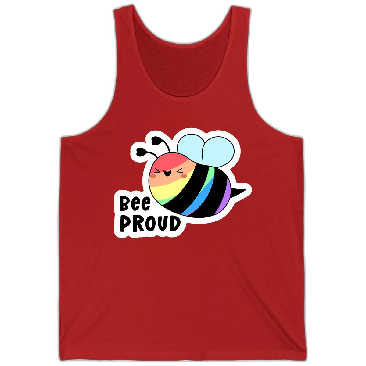 Bee Proud Rainbow Stripes Tank in Red