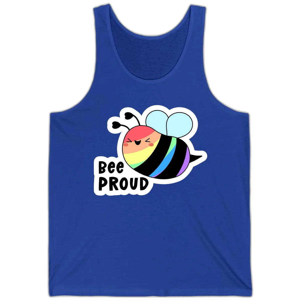 Bee Proud Rainbow Stripes Tank in True Royal