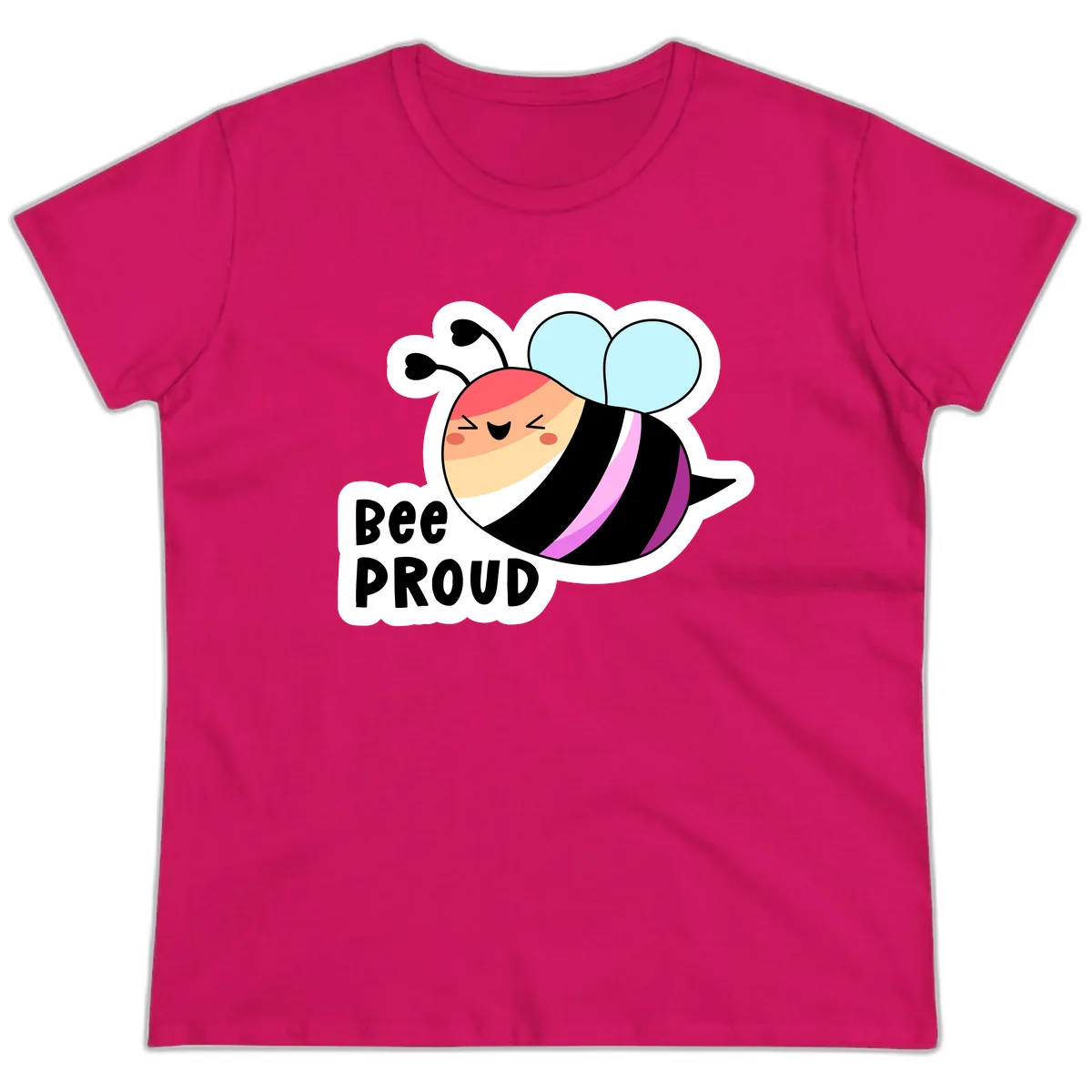 Bee Proud Ladies Tee in Heliconia