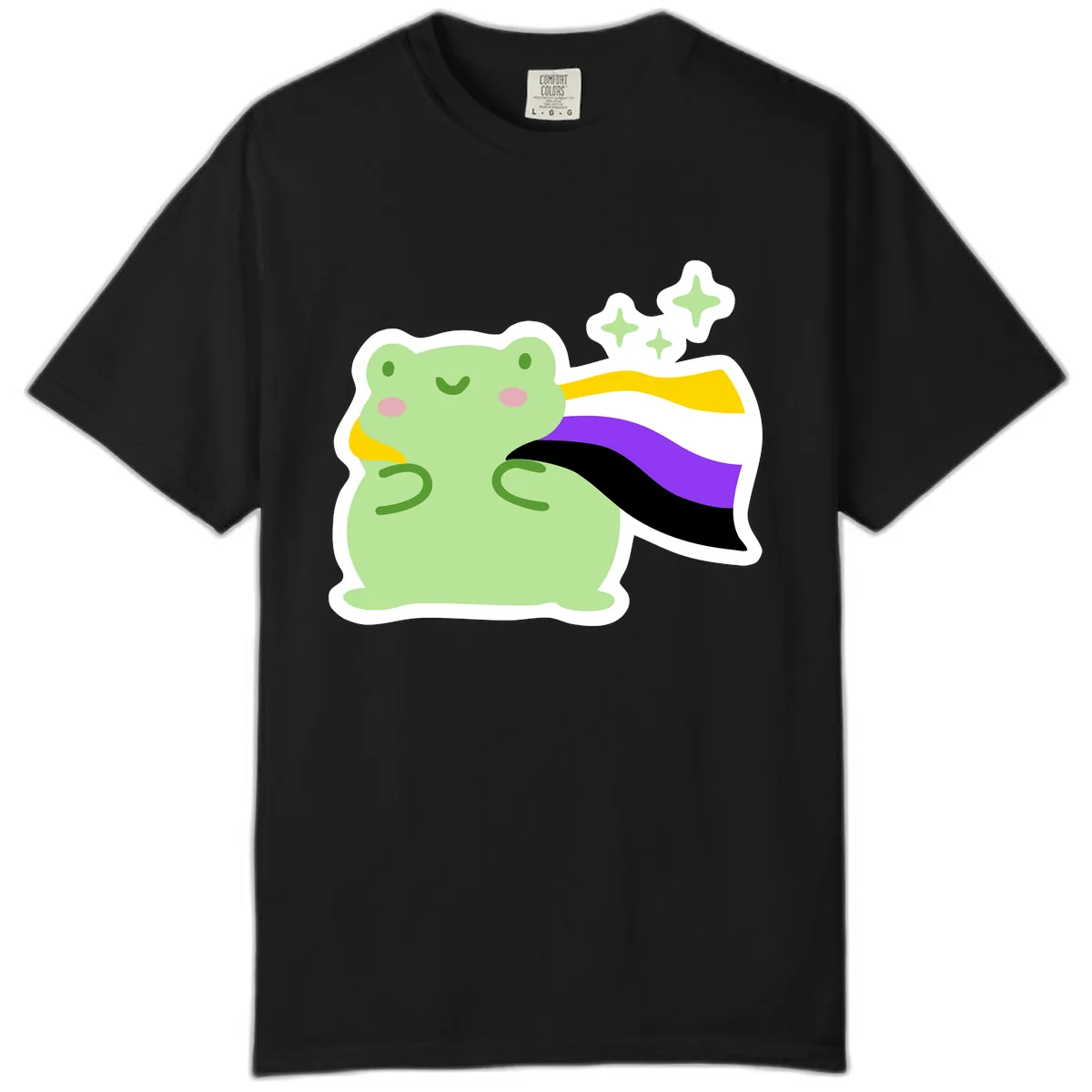Magical Pride Frog With Rainbow Cape Comfort Color in Black