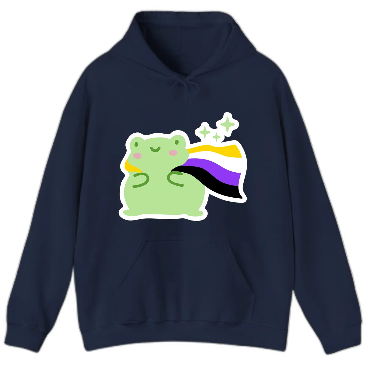 Magical Pride Frog With Rainbow Cape Hoodie in Navy