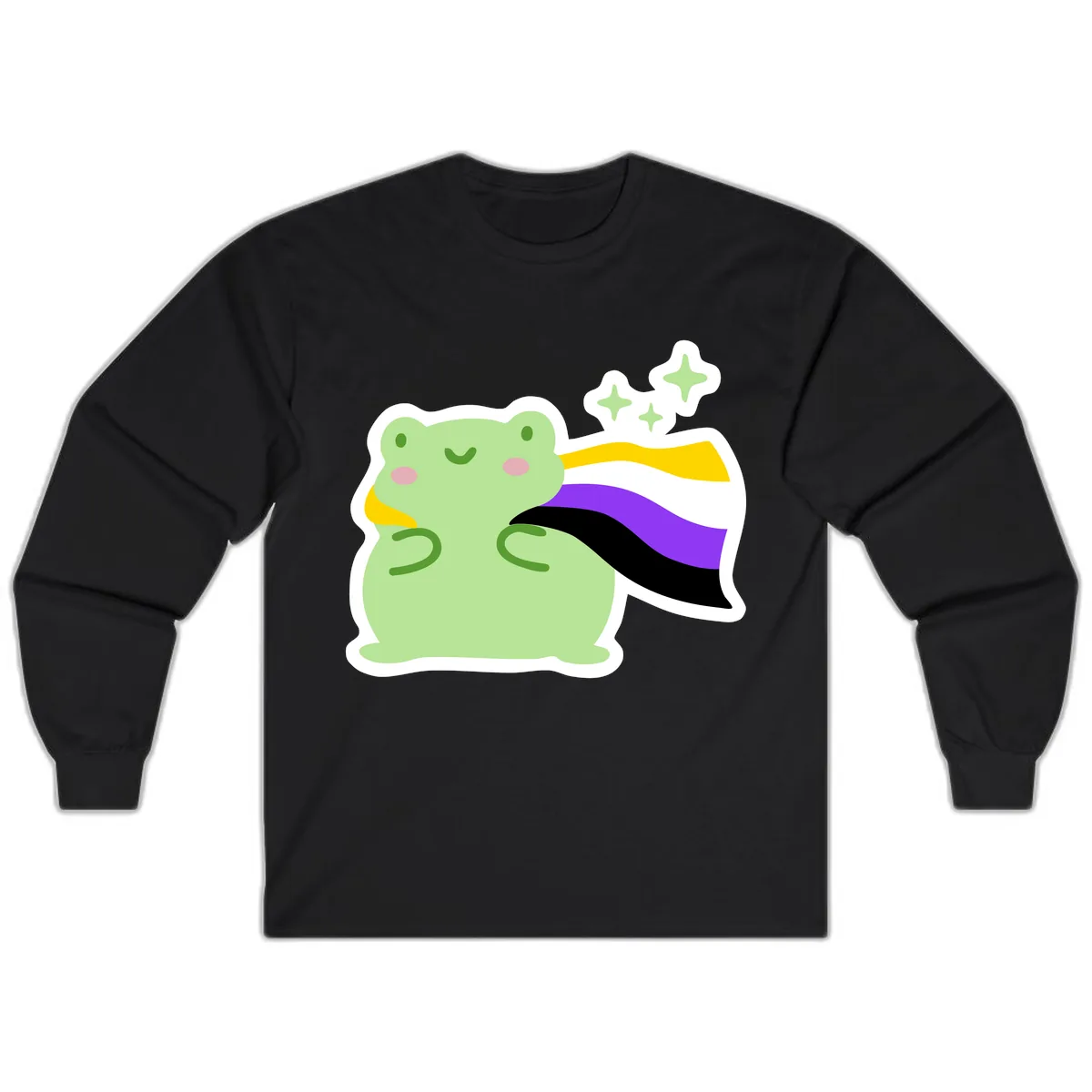 Magical Pride Frog With Rainbow Cape Long Sleeve in Black