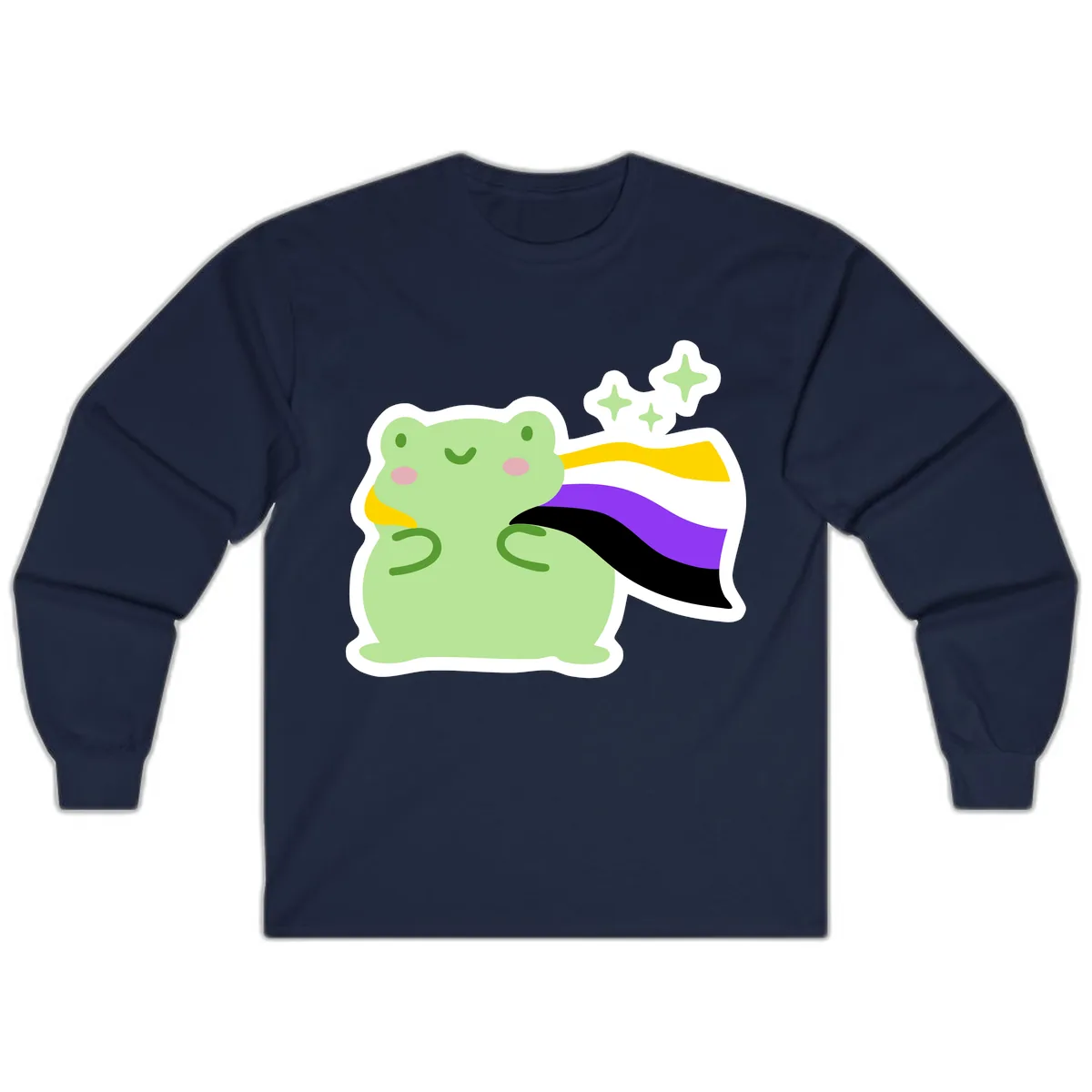Magical Pride Frog With Rainbow Cape Long Sleeve in Navy