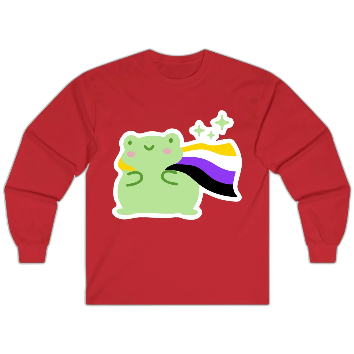 Magical Pride Frog With Rainbow Cape Long Sleeve in Red