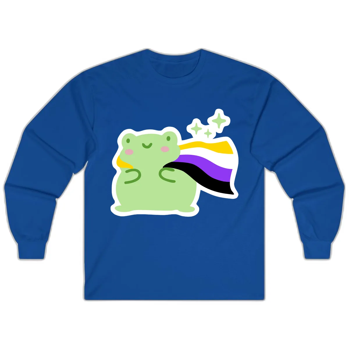Magical Pride Frog With Rainbow Cape Long Sleeve in Royal