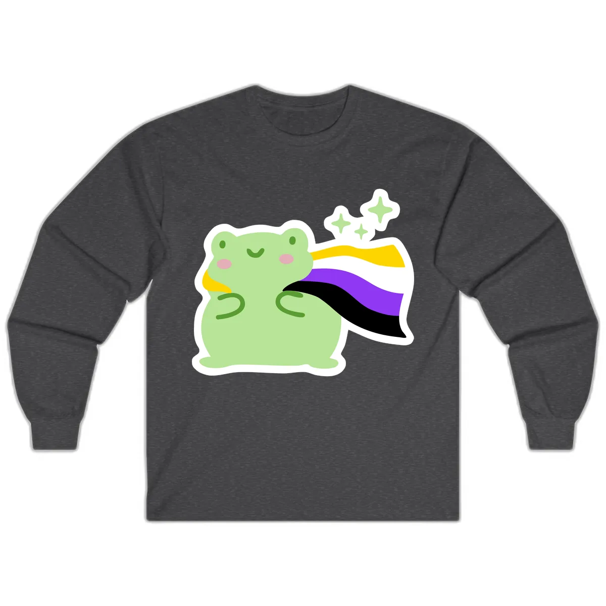 Magical Pride Frog With Rainbow Cape Long Sleeve in Dark Heather