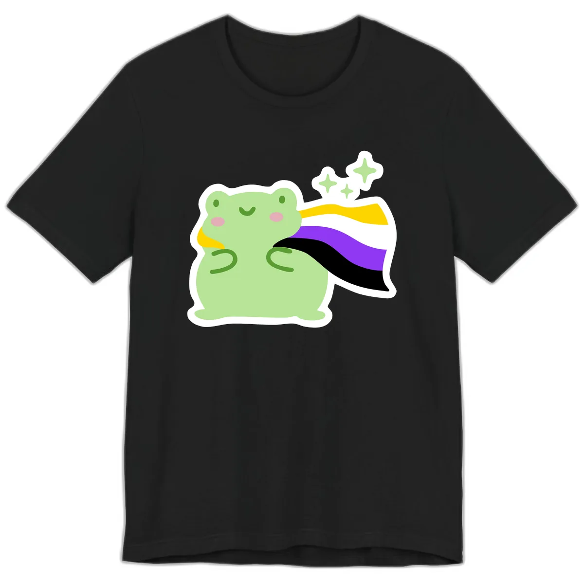 Magical Pride Frog With Rainbow Cape Premium T-Shirt in Black